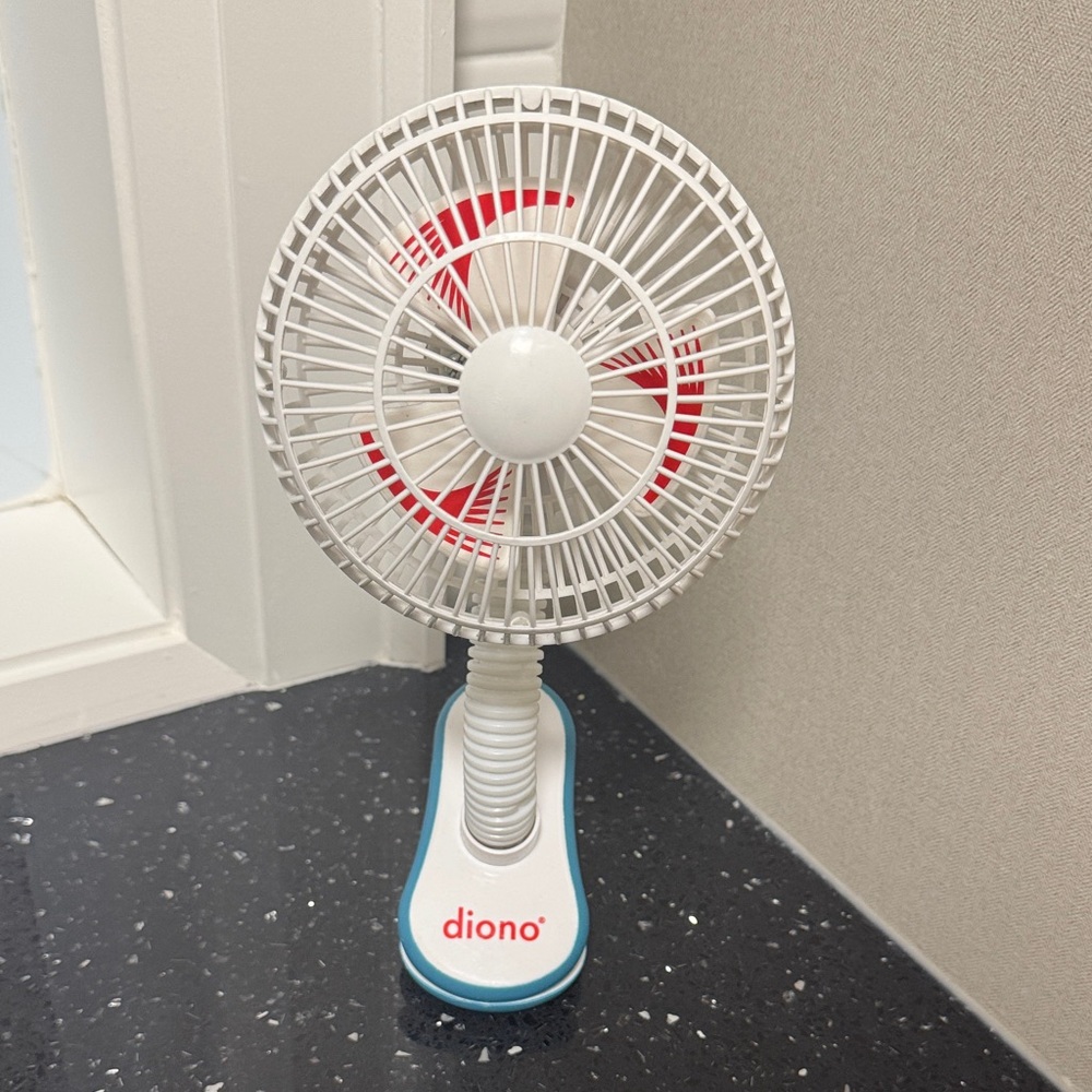 Diono White and Red Clip-On Stroller Fan